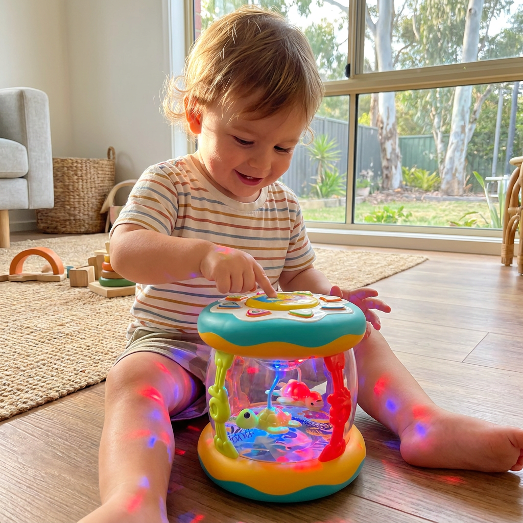 Interactive musical activity toy with lights