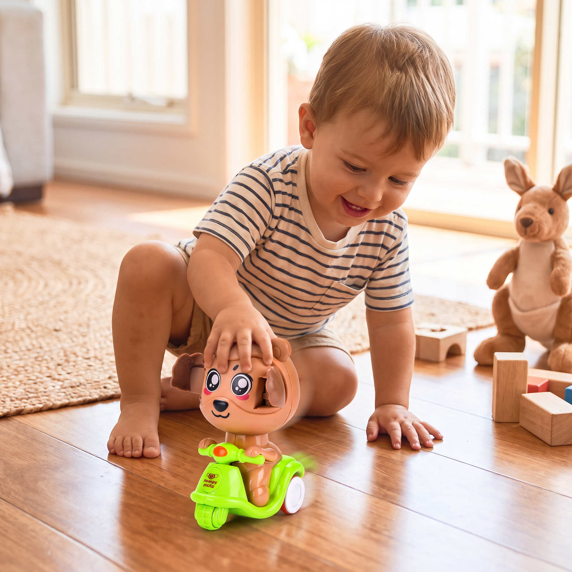 Press-and-go animal motorcycle toy
