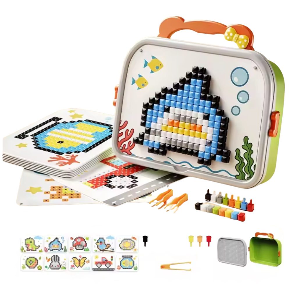 Mushroom pegboard mosaic puzzle with colourful pegs