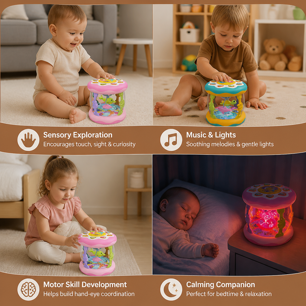 Interactive musical activity toy with lights