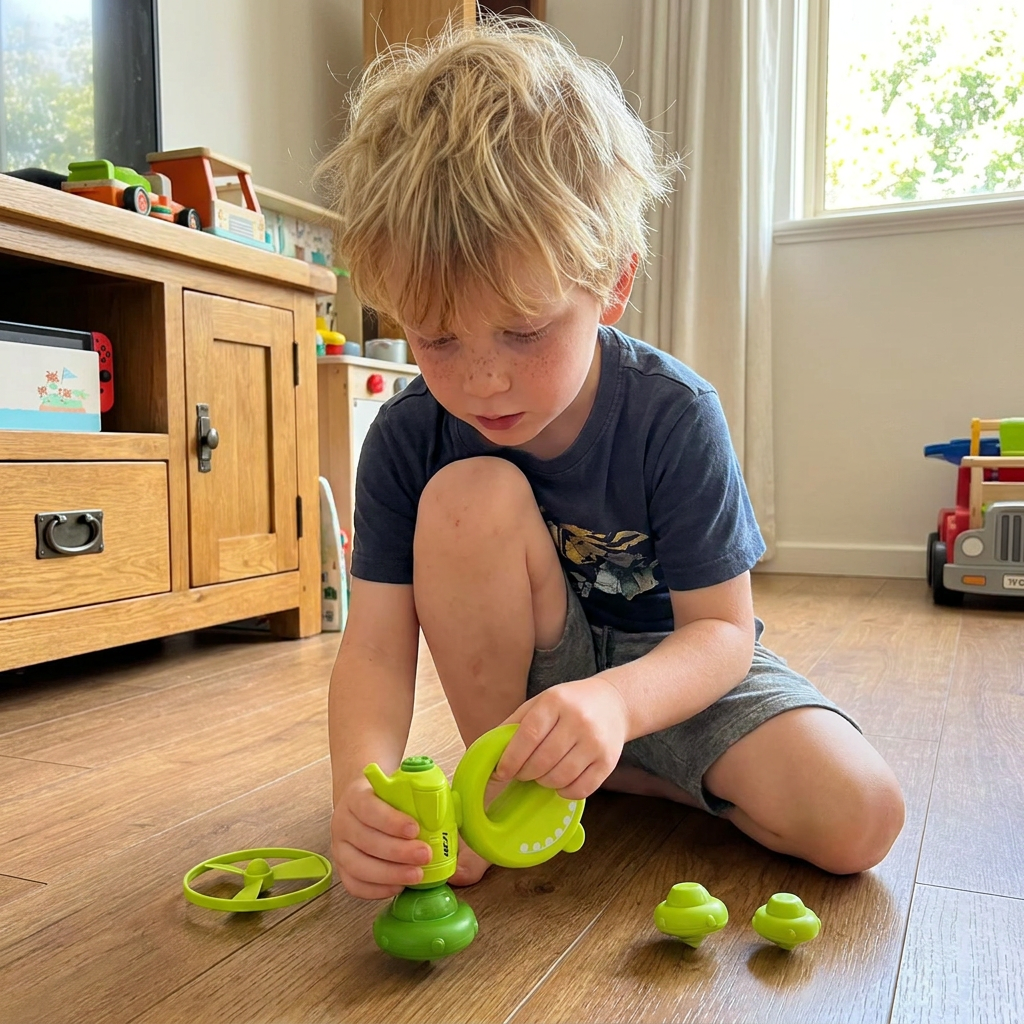 5-in-1 spinning, balancing and stacking activity toy