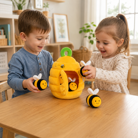 Baby Sensory Activity Toy Plush Bee Rattle for Newborns, Grasping & Early Development