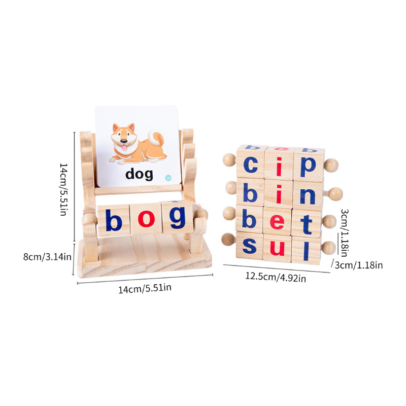 Wooden Spelling and Reading Blocks