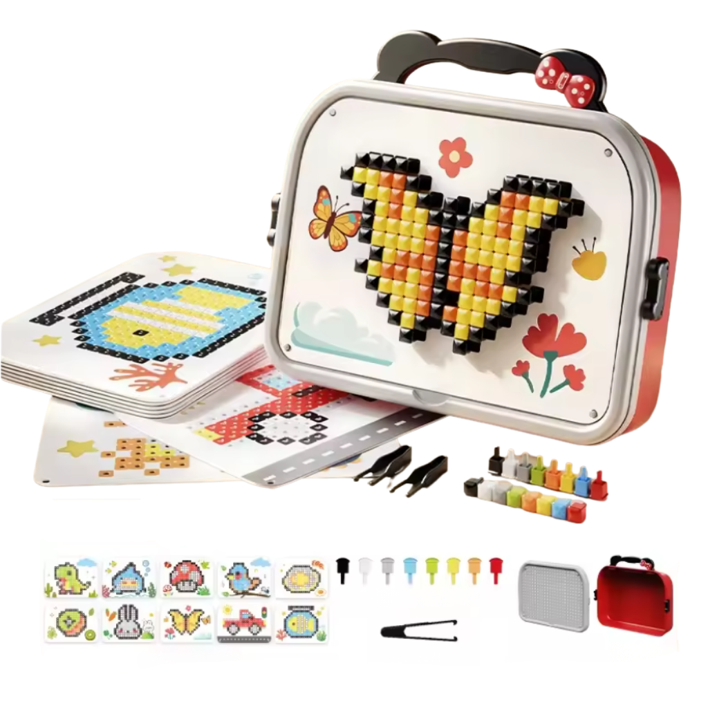 Mushroom pegboard mosaic puzzle with colourful pegs