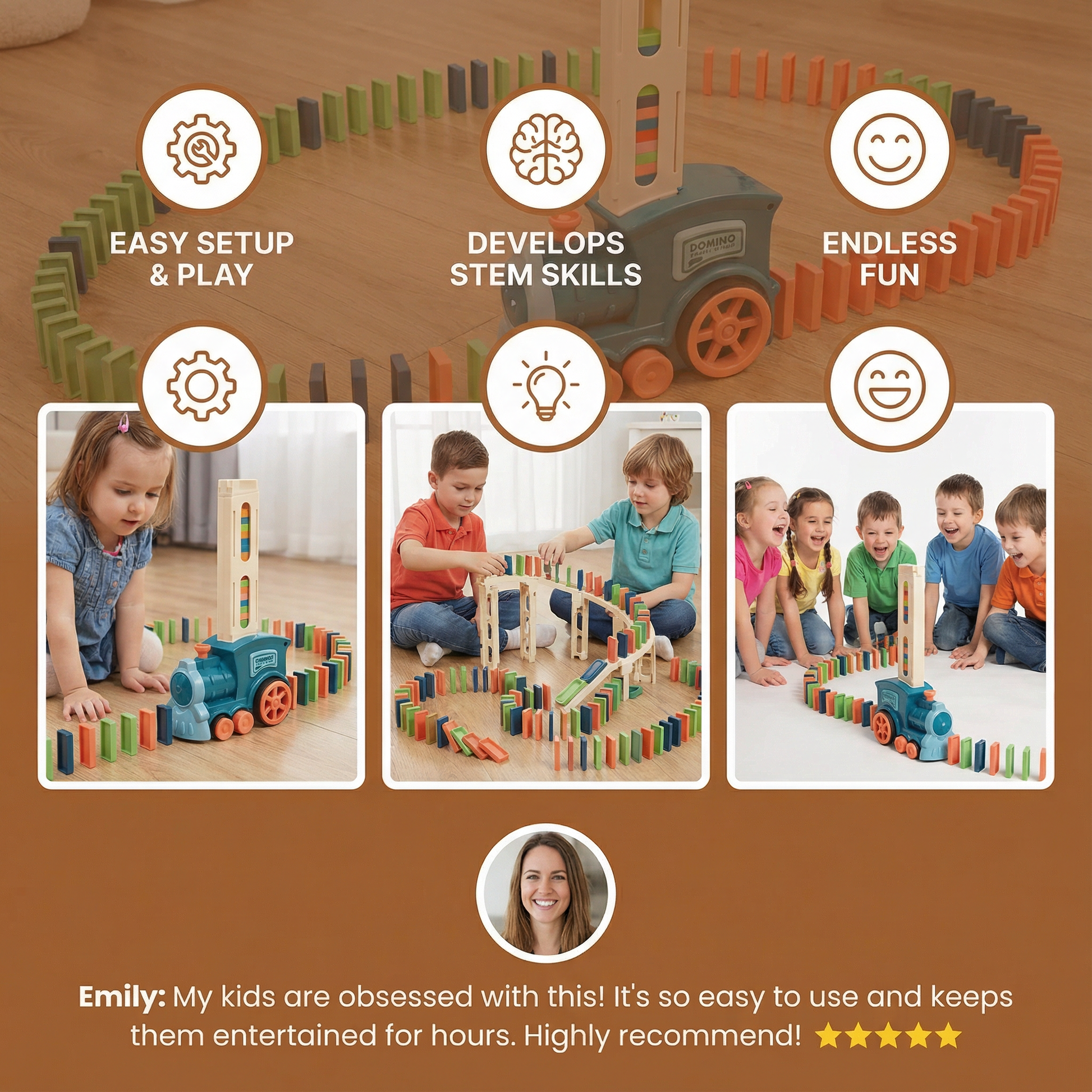 Automatic Domino Train Set for Kids