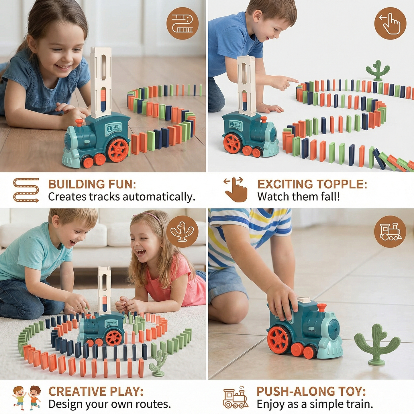 Automatic Domino Train Set for Kids