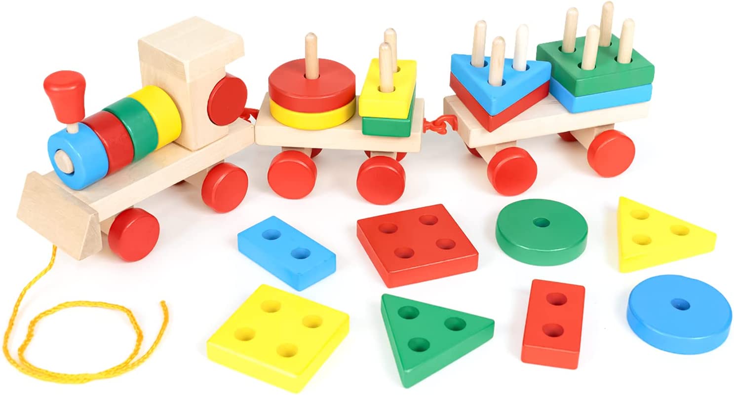 Best Seller: Wooden Building Block Train – Montessori Australia