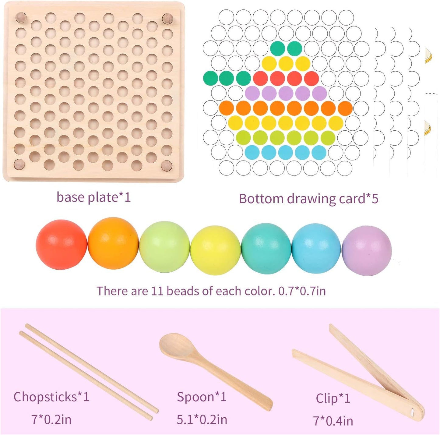 Wooden Peg Board Beads Game