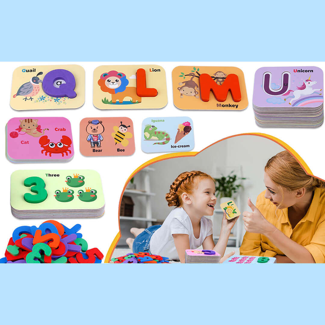 Alphabets and Numbers Wooden Flash Cards